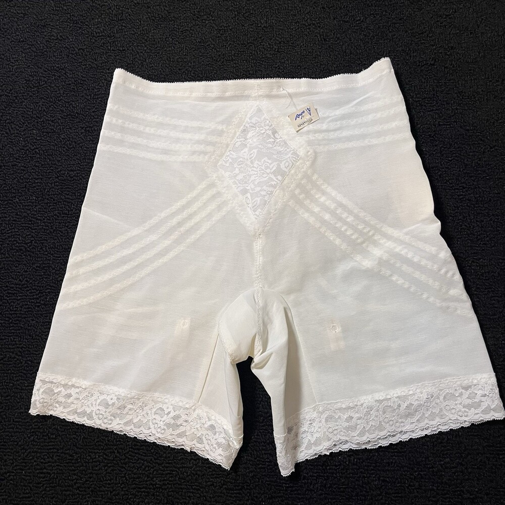 Rago Vintage 1960s Girdle Womens Size 44 White Lace Trim High Waist Shapewear